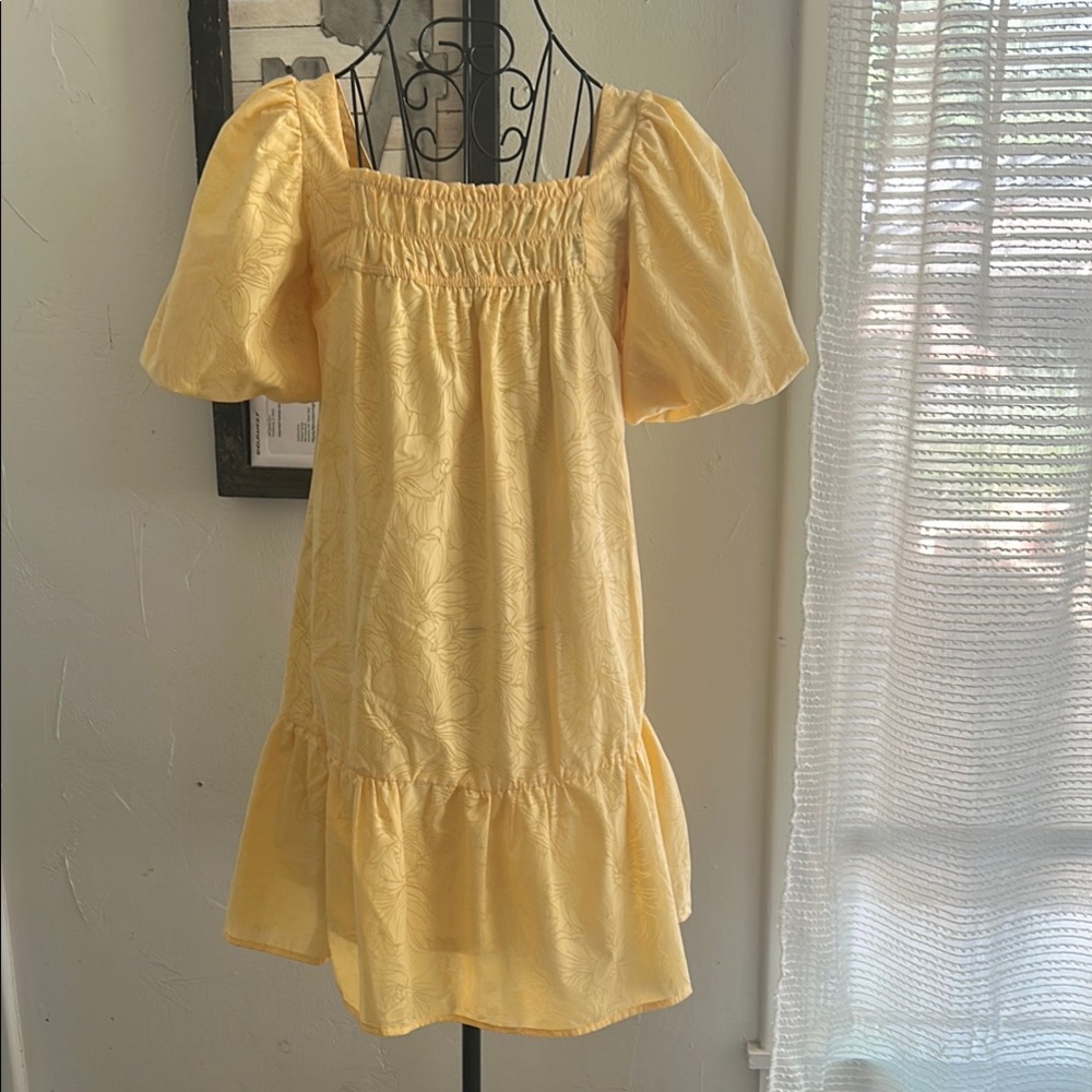Women’s XS Moon River Yellow Ruffled Off-the-Shoulder Sundress